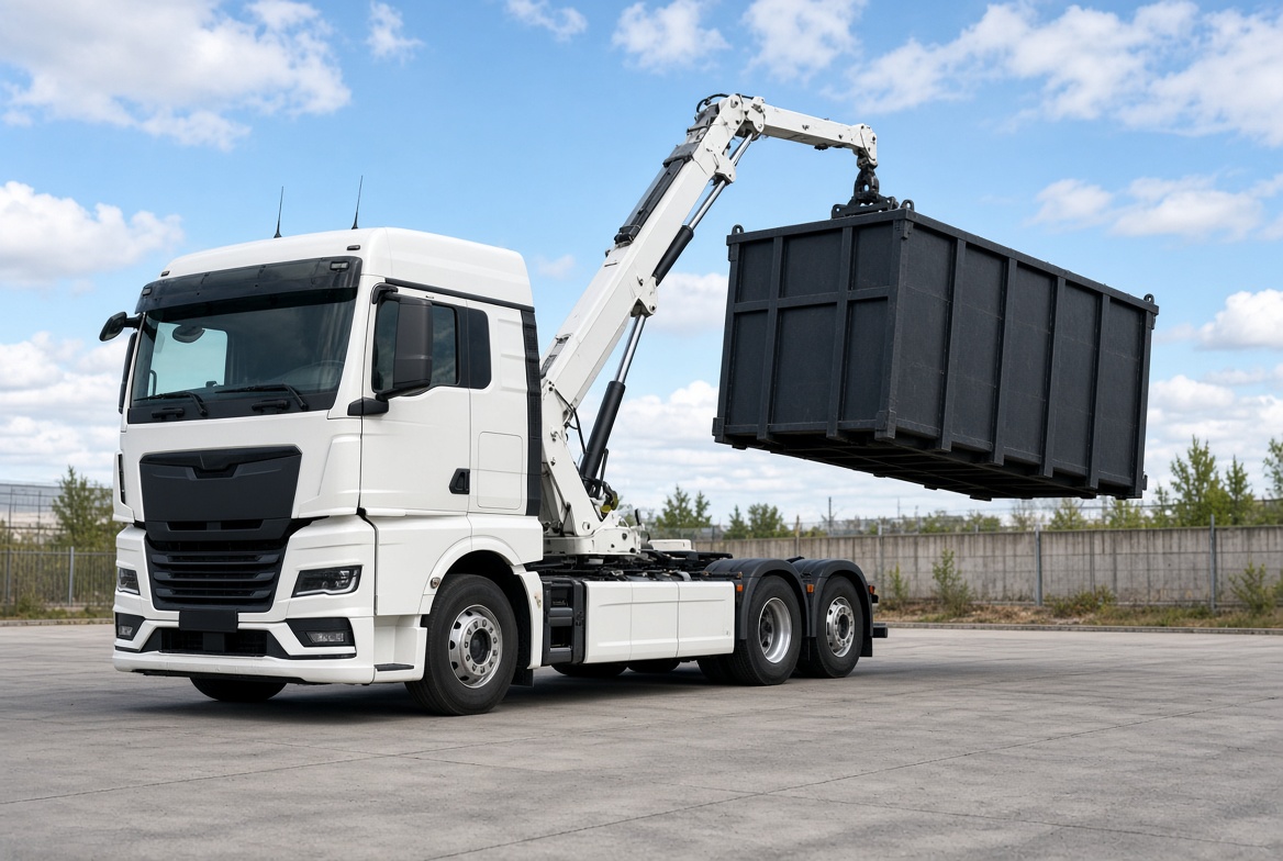 Camion cu cârlig și benă